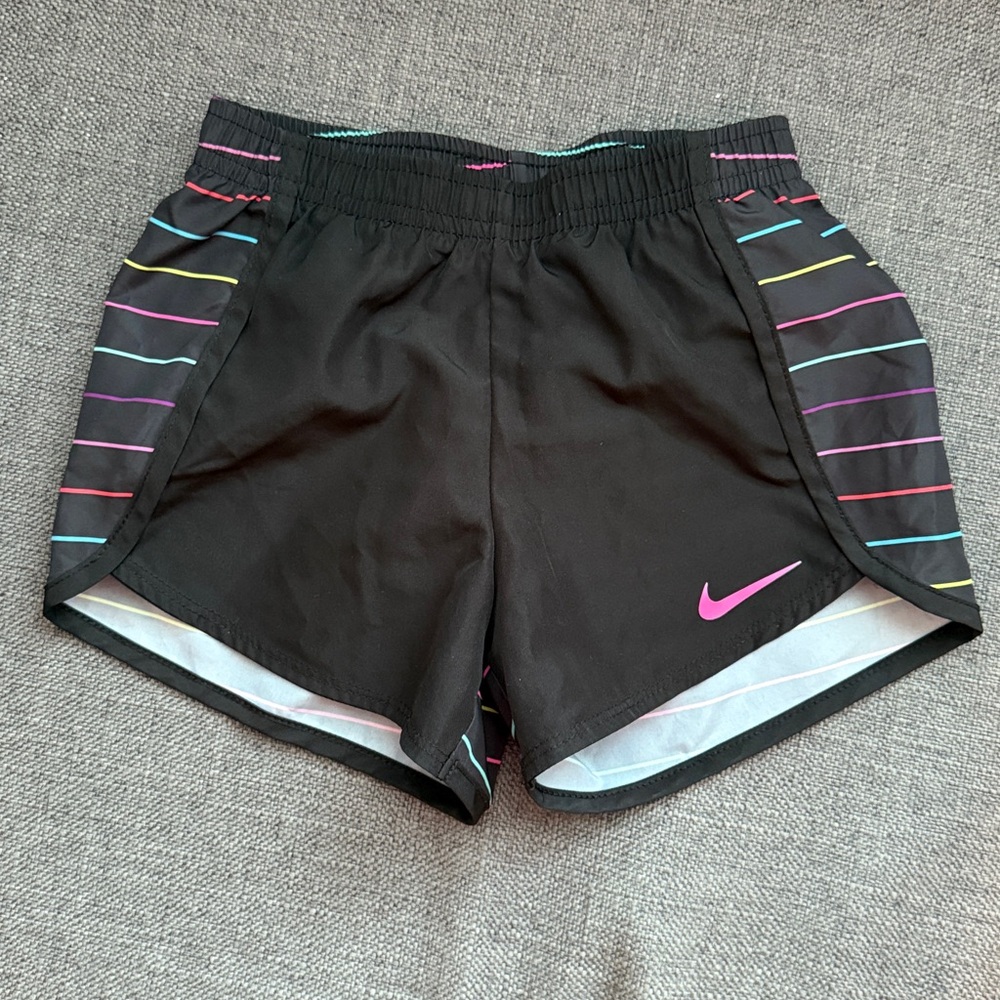 Nike Kids Black Shorts with Multicolor Stripes